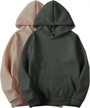 2PC Basic Pullover Hoodie for Women Casual Long Sleeve Lightweight with Hood Relaxed Fit for Dailywear