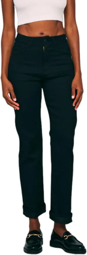 Azul | Women's Straight Leg Casual Jeans High-Waisted Stretchy Jet Black Jeans Denim Pants