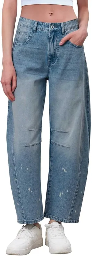 Baggy Straight Leg Jeans for Women Trendy Low Rise 2024 Stretch Relaxed Fit Denim Pants Loose Fit Classic Casual Fall