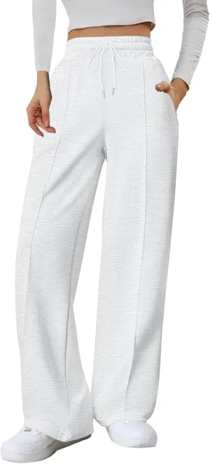 Baggy Sweatpants for Women Fleece High Waisted Joggers with Pockets Athletic Y2k Workout Elastic Waist Pants