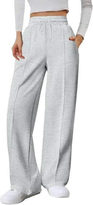 Baggy Sweatpants for Women Fleece High Waisted Joggers with Pockets Athletic Y2k Workout Elastic Waist Pants