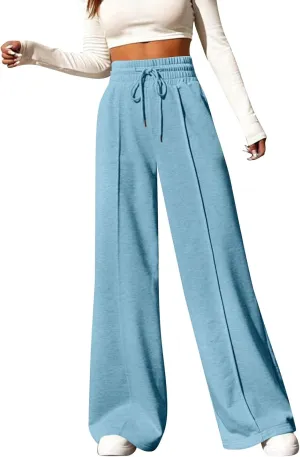 Baggy Sweatpants for Women Oversized Drawstring High Waisted Wide Leg Pants Comfy Workout Lounge Pants with Pockets