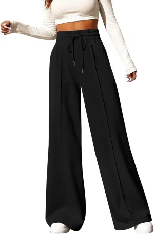Baggy Sweatpants for Women Oversized Drawstring High Waisted Wide Leg Pants Comfy Workout Lounge Pants with Pockets
