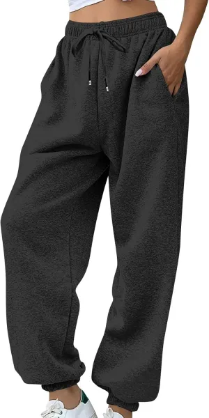 Baggy Womens Sweatpants Fleece Joggers High Waisted Lounge Workout Ankle Athletic Pull On Jogger Pants with Pockets