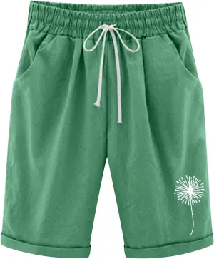 Bermuda Shorts for Women Cotton Linen Drawstring Summer Elastic High Waisted Shorts Loose Comfy Beach Trendy Shorts
