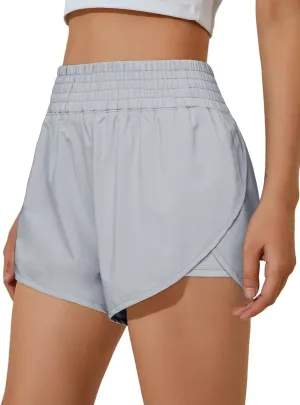 BMJL Women's Running Shorts High Waisted 2 in 1 Gym Shorts Side Split Wide Waistband Athletic Shorts