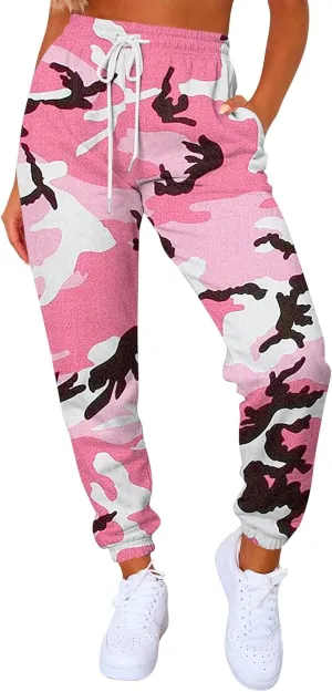 Camouflage Print Sweatpants for Women Baggy High Waisted Sweat Pants Fall Clothes Casual Joggers Y2k Warm Trousers