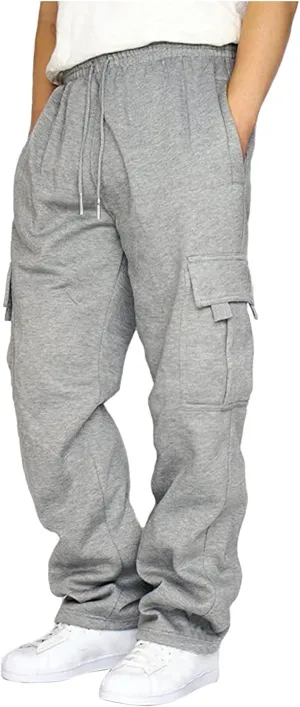 Cargo Pants for Men Sports Hat Multi Woven Pocket Foot Rope Solid Pants Street Cargo Tie Mens Cargo Drawstring