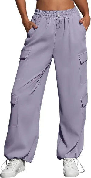Cargo Sweatpants for Women Baggy High Waisted Cinch Bottom Fleece Joggers Casual Straight Leg Sweat Pants w/Pockets