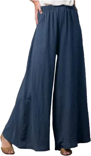 Ceboyel Women's Linen Cotton Palazzo Pants Wide Leg Gaucho Pants Casual Oversized Culottes Pants Boho Ladies Clothes 2023