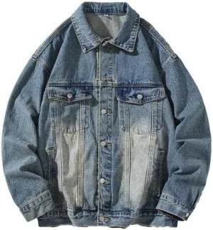 Denim Jacket For Men Classic Fit Long Sleeve Jean Jacket Casual Button Down Denim Jackets Fashion Motorcycle Coats