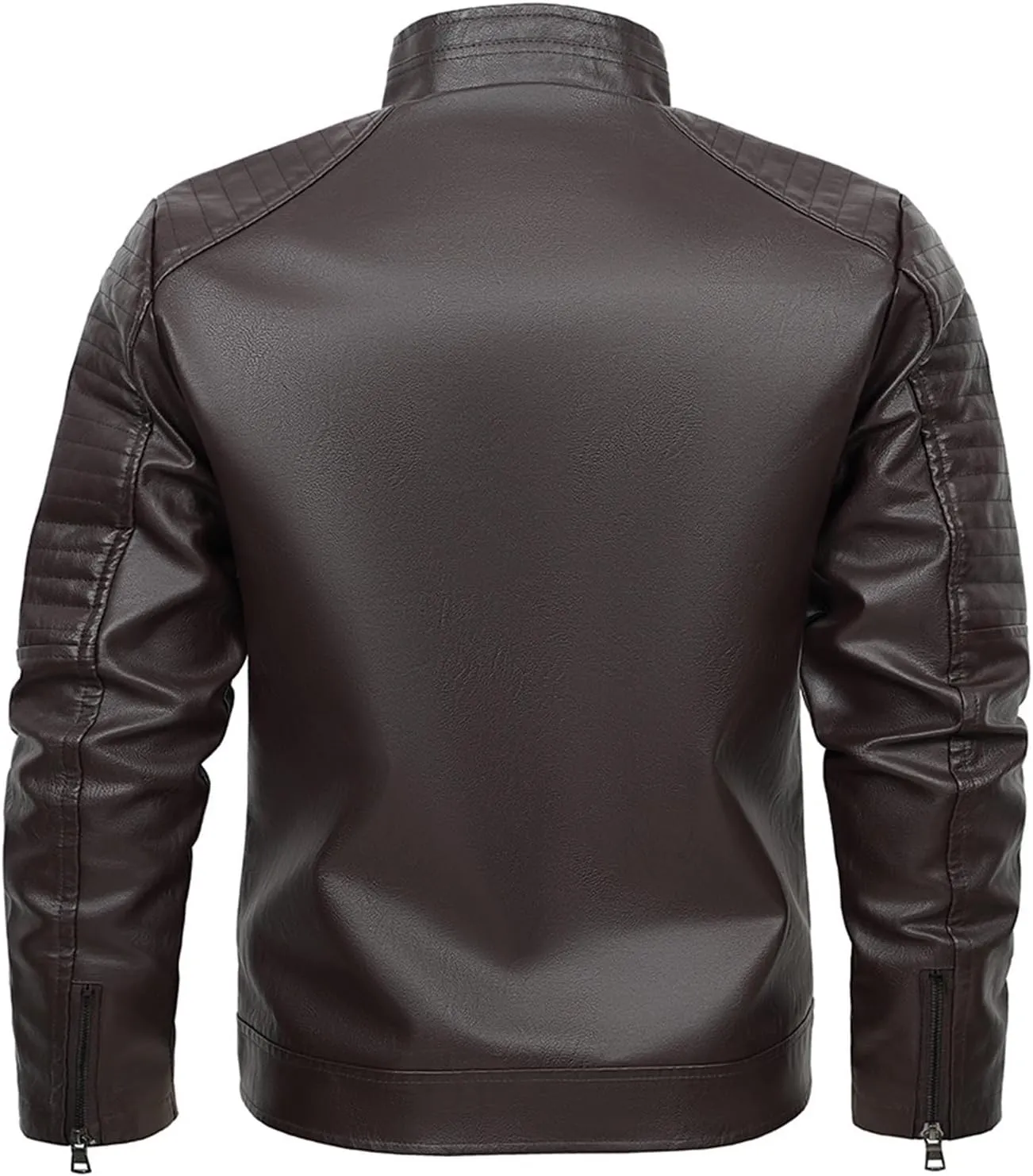 Dgoopd Mens Leather Jacket Stand Collar Moto Jacket Zip up Faux Leather Jacket Vintage Motorcycle Jacket Casual Biker Jacket
