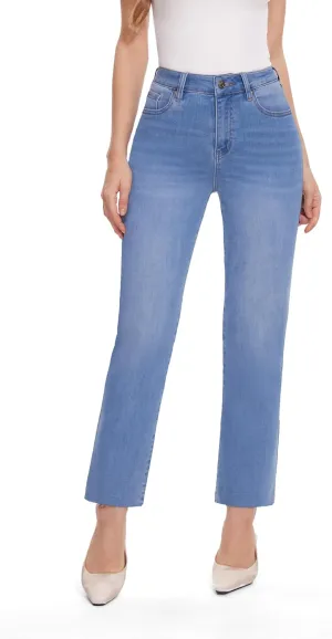 FLYING BANANA Women's High Waisted Straight Slim Ankle Stretch Denim Trendy Jeans
