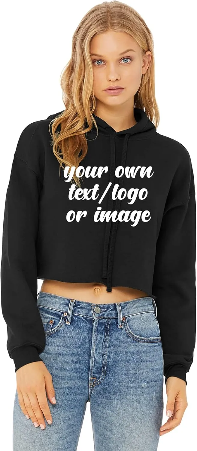 INK STITCH Design Your Own Women's Cropped Fleece Custom Hoodies - 5 Colors
