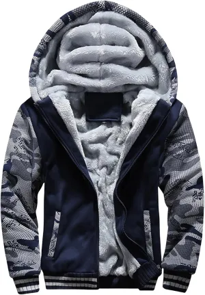 Jackets for Men Fleece Sherpa Lined Warm Jacket Heavyweight Winter Sweatshirt Zip Up Hoodie Comfy Wool Warm Thick Coats