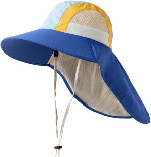 Jastore Kids Sun Hats with Neck Flap UPF 50  UV Protection Wide Brim Boys Girls Fishing Hat Beach Sun hat