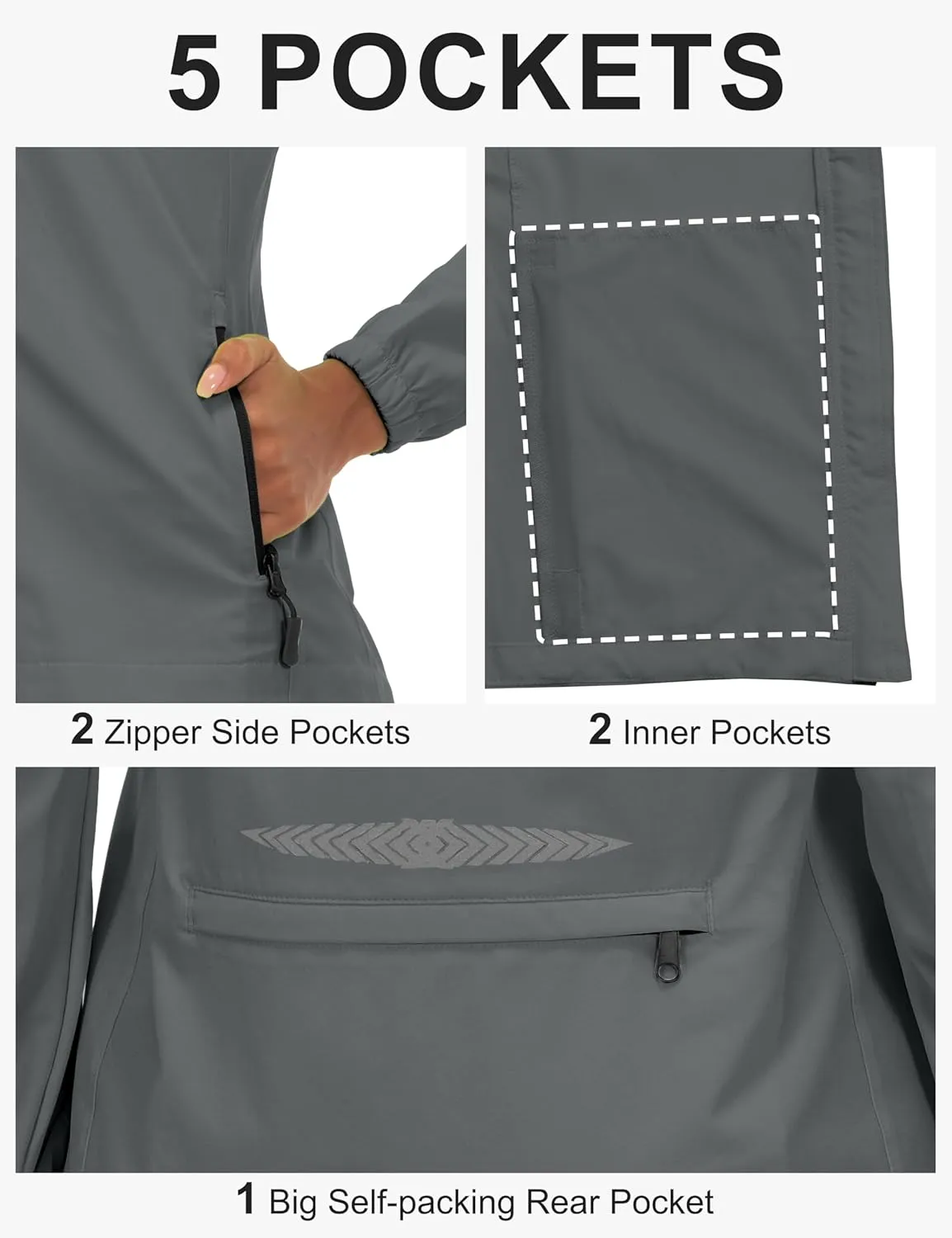 Little Donkey Andy Women's Lightweight Waterproof Cycling Jacket with Removable Sleeves for Biking Running Golf