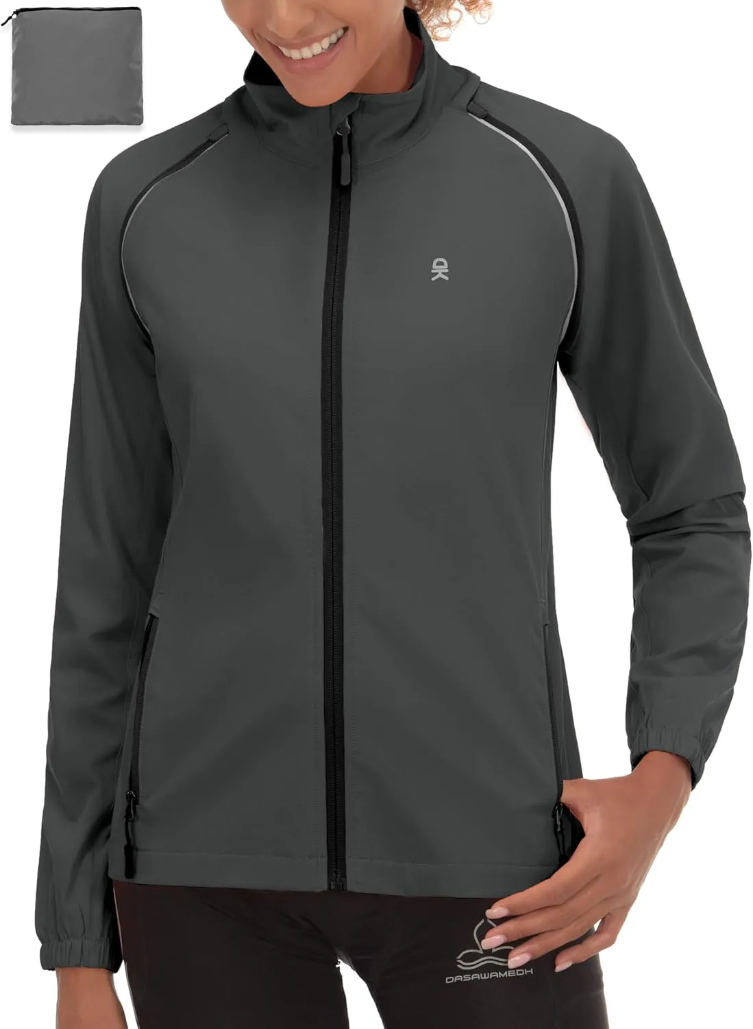 Little Donkey Andy Women's Lightweight Waterproof Cycling Jacket with Removable Sleeves for Biking Running Golf