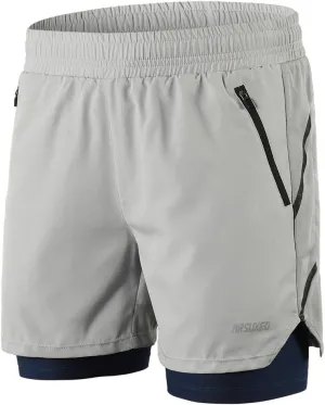 Lixada Mens Running Shorts Quick Dry Breathable Workout Shorts with Inside Phone Pocket/Zipper Side Pockets/Waist Pockets