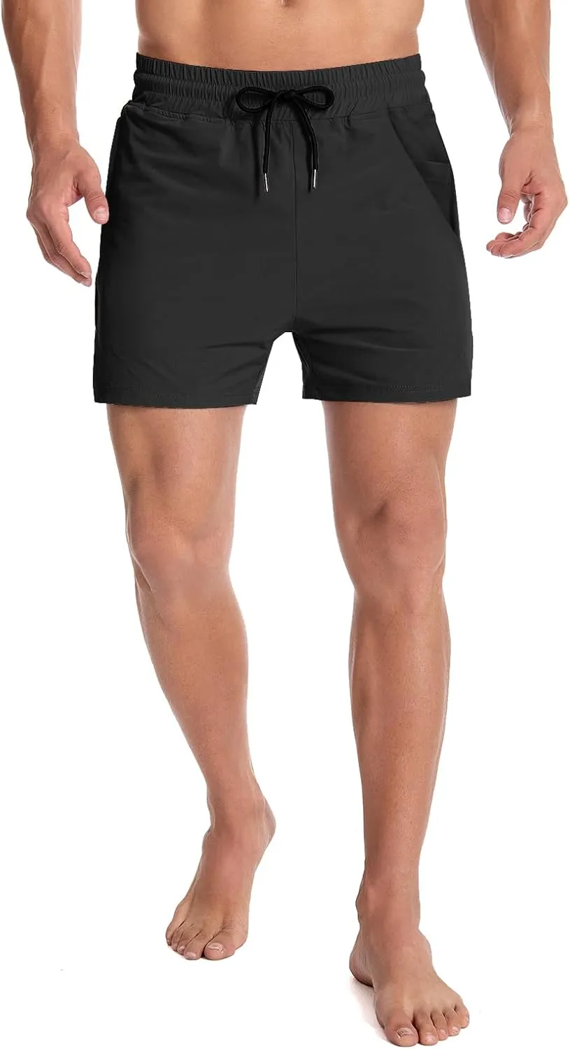 MAIKANONG Men Athletic Gym Shorts 5" Lightweight Running Workout Shorts Quick Dry Bodybuilding Shorts with Zip Pockets