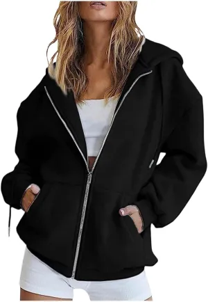 Masbird Womens Hoodies Zip Up Hoodies for Women Cropped Sweatshirts Fall Fashion Outfits 2024 Y2k Fleece Teen Girls Clothes