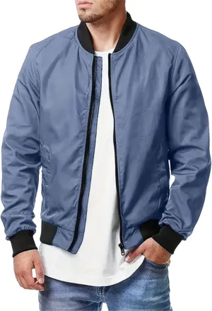 Men Bomber Jacket Spring Lightweight Windbreaker Zip Up Jackets Casual Flight Fashion Coat Outwear Outdoor Sportswear
