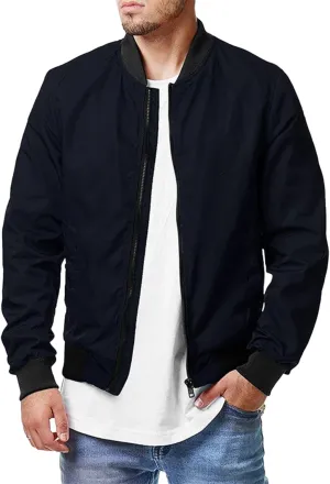 Men Bomber Jackets Lightweight Windbreaker Jacket Slim Fit Casual Softshell Flight Fashion Spring Fall Sport Coat