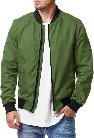 Men Bomber Jackets Lightweight Windbreaker Jacket Slim Fit Casual Softshell Flight Fashion Spring Fall Sport Coat