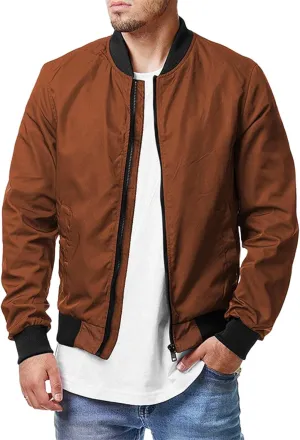 Men Bomber Jackets Lightweight Windbreaker Jacket Slim Fit Casual Softshell Flight Fashion Spring Fall Sport Coat