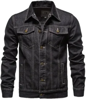 Men Spring Autumn Simple Slim Fits Denim Jackets Patchwork Zipper Denim Trucker Coats