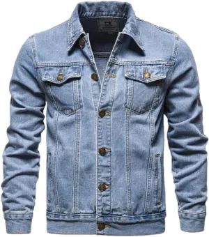 Men Spring Autumn Simple Slim Fits Denim Jackets Patchwork Zipper Denim Trucker Coats