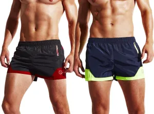 Mens Color Block Gym Workout Shorts Quick Dry Running Body Training Athletic Sport Shorts Pants with Pockets
