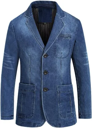 Mens Denim Jacket Ripped Western Cowboy Denim Jacket Slim Fit Jean Trucker Jacket Classic Fashion Distressed Jean Work Coats