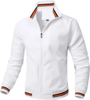 Men's Lightweight Jacket Light Track Jackets Casual Spring Fall Windbreaker Flight Bomber Zip Up Coat with Pockets