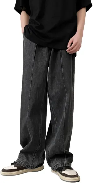 Mens Pants Jeans with Pockets High Waisted Jeans Straight Leg Pants Fashion Trousers Classic 5 Pocket Streetwear