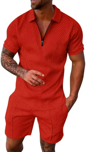Mens Short Sets 2 Piece Outfits Slim Fit Tracksuit 2024 Fashion Sweat Suit Big and Tall Casual Shirts and Short Set