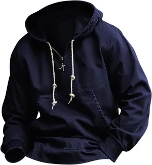 Men's Warm Military Tactical Sport Hoodie Jacket Winter Hooded Outdoor Adventure Pullover Quarter Zip Cargo Hoodies
