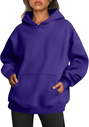 Oversized Hoodie For Women,Solid Basic Fleece Loose Hoodies Long Sleeve Pullover Fall Sweatshirts With Drawstring