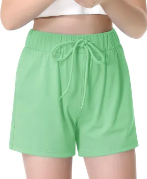 RISSCAN Short for Girl Athletic Running Teen Girls with Side Pocket Workout Quick Dry Comfy Casual Active Sports Girls Shorts