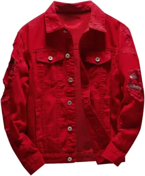 RTRDE Men's Jeans Jacket Jean Jackets Slim Fit Ripped Denim Jacket Coat Outwear Winter, S-4XL