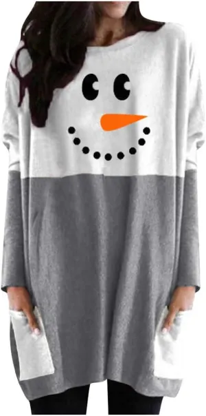 SHAOBGE Christmas Shirt for Women Ladies Sweatshirt Cardigan Blue Pullover Sweater Women Womens Outfits Fall 2023