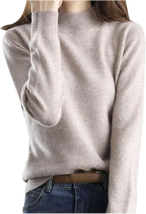 Sweater for Women Long Sleeve High Neck Knitted Pullover Plain Fall Tops Casual Oversized Turtleneck Basic Trendy Warm Winter