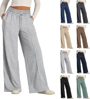 Wide Leg Sweatpants Women Baggy Drawstring High Waisted Flare Sweatpants with Pockets Tall Running Athletic Joggers