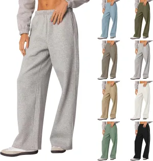 Wide Leg Sweatpants Women Baggy Fleece Lined High Waisted Athletic Pants Casual Striped Lounge Pants with Pockets