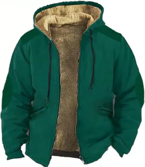 Winter Jackets for Men Fleece Lined Warm Sweatshirt Long Sleeve Zipper Hoodie Sports Hooded Jacket Coat with Pockets