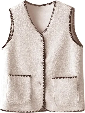 Women Puffer Vest Casual Stand Collar Sleeveless Puffer Jacket Warm Winter Reversible Zip Up Hiking Jackets for Women
