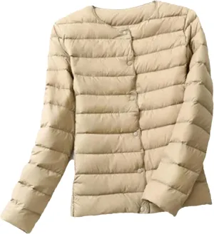 Women Reversible Puffer Winter Jackets Collarless Duck Down Coat Female Portable Parkas