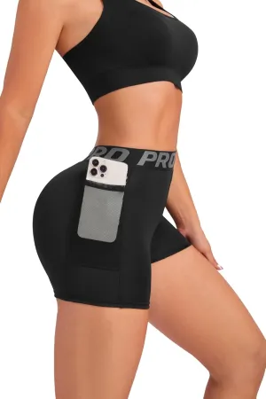 Women Workout Shorts,High Waisted Athletic Slim Fit Shorts Tummy Control Gym Yoga Biker Shorts with Side Pocket