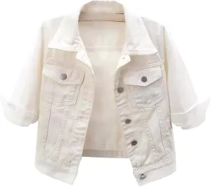 Women's Casual Denim Jacket Basic Button Down Denim Jean Jacket Boyfriend Denim Coat Cropped Denim Trucker Top