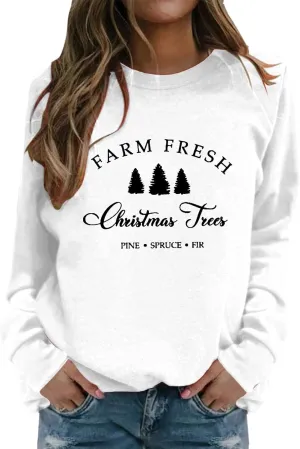 Womens Christmas Print O Neck Sweatshirt Round Neck Fit Pullover Tops Casual Long Sleeve Workout Shirts Loose